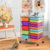 imageGiantex 15Drawer Organizer Cart Office School Storage Cart Rolling Drawer Cart for Tools Scrapbook Paper MulticolorMulticolor