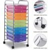 imageGiantex 15Drawer Organizer Cart Office School Storage Cart Rolling Drawer Cart for Tools Scrapbook Paper MulticolorMulticolor