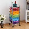 imageGiantex 15Drawer Organizer Cart Office School Storage Cart Rolling Drawer Cart for Tools Scrapbook Paper MulticolorMulticolor