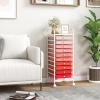 imageGiantex 15Drawer Organizer Cart Office School Storage Cart Rolling Drawer Cart for Tools Scrapbook Paper MulticolorRed