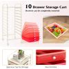imageGiantex 15Drawer Organizer Cart Office School Storage Cart Rolling Drawer Cart for Tools Scrapbook Paper MulticolorRed