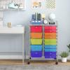 imageGiantex 15Drawer Organizer Cart Office School Storage Cart Rolling Drawer Cart for Tools Scrapbook Paper MulticolorRedOrangeGreenBluePurple