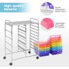 imageGiantex 15Drawer Organizer Cart Office School Storage Cart Rolling Drawer Cart for Tools Scrapbook Paper MulticolorRedOrangeGreenBluePurple