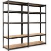 imageGiantex 2 Pcs Storage Shelving Rack Utility Shelf 5Tier Heavy Duty 2750LBS Garage Shelves Shelving Unit BoltFree Assembly Adjustable Shelves GreyBlack