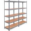 imageGiantex 2 Pcs Storage Shelving Rack Utility Shelf 5Tier Heavy Duty 2750LBS Garage Shelves Shelving Unit BoltFree Assembly Adjustable Shelves GreyGrey