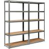 imageGiantex 2 Pieces Shelving Rack Storage Shelf Steel Garage Utility Rack 5Shelf Adjustable Shelves Heavy Duty Display Stand for Books Kitchenware Tools BoltFree Assembly 36quotx 16quotx 72 SilverGrey