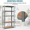 imageGiantex 2 Pieces Shelving Rack Storage Shelf Steel Garage Utility Rack 5Shelf Adjustable Shelves Heavy Duty Display Stand for Books Kitchenware Tools BoltFree Assembly 36quotx 16quotx 72 SilverGrey