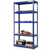 imageGiantex 2 Pieces Shelving Rack Storage Shelf Steel Garage Utility Rack 5Shelf Adjustable Shelves Heavy Duty Display Stand for Books Kitchenware Tools BoltFree Assembly 36quotx 16quotx 72 SilverBlue