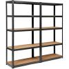 imageGiantex 2 Pieces Shelving Rack Storage Shelf Steel Garage Utility Rack 5Shelf Adjustable Shelves Heavy Duty Display Stand for Books Kitchenware Tools BoltFree Assembly 36quotx 16quotx 72 SilverBlack