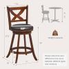 imageGiantex 24 Bar Stools Set of 2 360 Swivel Counter Height Stools with Back Solid Rubber Wood Frame Leather Padded Seat Vintage Upholstered Armless Farmhouse Barstools for Kitchen Island Home Bar1