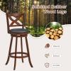imageGiantex 24 Bar Stools Set of 2 360 Swivel Counter Height Stools with Back Solid Rubber Wood Frame Leather Padded Seat Vintage Upholstered Armless Farmhouse Barstools for Kitchen Island Home Bar2