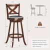 imageGiantex 24 Bar Stools Set of 2 360 Swivel Counter Height Stools with Back Solid Rubber Wood Frame Leather Padded Seat Vintage Upholstered Armless Farmhouse Barstools for Kitchen Island Home Bar1
