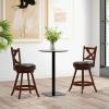 imageGiantex 24 Bar Stools Set of 2 360 Swivel Counter Height Stools with Back Solid Rubber Wood Frame Leather Padded Seat Vintage Upholstered Armless Farmhouse Barstools for Kitchen Island Home Bar2