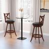 imageGiantex 24 Bar Stools Set of 2 360 Swivel Counter Height Stools with Back Solid Rubber Wood Frame Leather Padded Seat Vintage Upholstered Armless Farmhouse Barstools for Kitchen Island Home Bar2