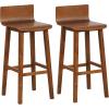 imageGiantex 245quot Bar Stools Set of 2 Counter Height Bar Stools wLow Back ampamp Footrest Farmhouse Wooden Bar Dining Chairs Armless Wood Barstools for Kitchen Island Pub Kitchen Cafe Breakfast BrownBrown
