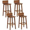 imageGiantex 245quot Bar Stools Set of 2 Counter Height Bar Stools wLow Back ampamp Footrest Farmhouse Wooden Bar Dining Chairs Armless Wood Barstools for Kitchen Island Pub Kitchen Cafe Breakfast BrownBrown