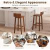 imageGiantex 245quot Bar Stools Set of 2 Counter Height Bar Stools wLow Back ampamp Footrest Farmhouse Wooden Bar Dining Chairs Armless Wood Barstools for Kitchen Island Pub Kitchen Cafe Breakfast BrownBrown
