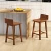 imageGiantex 245quot Bar Stools Set of 2 Counter Height Bar Stools wLow Back ampamp Footrest Farmhouse Wooden Bar Dining Chairs Armless Wood Barstools for Kitchen Island Pub Kitchen Cafe Breakfast BrownBrown