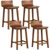 imageGiantex 245quot Bar Stools Set of 2 Counter Height Bar Stools wLow Back ampamp Footrest Farmhouse Wooden Bar Dining Chairs Armless Wood Barstools for Kitchen Island Pub Kitchen Cafe Breakfast BrownBrown