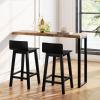 imageGiantex 245quot Bar Stools Set of 2 Counter Height Bar Stools wLow Back ampamp Footrest Farmhouse Wooden Bar Dining Chairs Armless Wood Barstools for Kitchen Island Pub Kitchen Cafe Breakfast BrownBlack