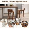 imageGiantex 245quot Bar Stools Set of 2 Counter Height Bar Stools wLow Back ampamp Footrest Farmhouse Wooden Bar Dining Chairs Armless Wood Barstools for Kitchen Island Pub Kitchen Cafe Breakfast BrownBrown
