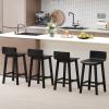 imageGiantex 245quot Bar Stools Set of 2 Counter Height Bar Stools wLow Back ampamp Footrest Farmhouse Wooden Bar Dining Chairs Armless Wood Barstools for Kitchen Island Pub Kitchen Cafe Breakfast BrownBlack