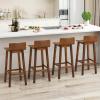 imageGiantex 245quot Bar Stools Set of 2 Counter Height Bar Stools wLow Back ampamp Footrest Farmhouse Wooden Bar Dining Chairs Armless Wood Barstools for Kitchen Island Pub Kitchen Cafe Breakfast BrownBrown