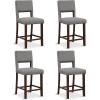 imageGiantex 245quot Counter Height Bar Stools Set of 2 Linen Barstools with Back Rubber Wood Legs Max Load 400 Lbs Modern Upholstered Bar Dining Chairs for Kitchen Island Pub GreyGrey