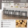 imageGiantex 24quot Bar Stools Set of 4 Upholstered Counter Height Saddle Bar Stools with Footrest and Wood Legs Farmhouse Button Tufted Backless Barstools for Kitchen Island Dining Room Cafe BeigeGrey