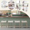 imageGiantex 24quot Bar Stools Set of 4 Upholstered Counter Height Saddle Bar Stools with Footrest and Wood Legs Farmhouse Button Tufted Backless Barstools for Kitchen Island Dining Room Cafe BeigeBeige