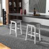 imageGiantex 24quot Counter Height Bar Stools Set of 2 Faux PU Leather Farmhouse Wood Barstools with Padded Seat Solid Wood Frame Max Load 330 Lbs Saddle Stools for Kitchen Island Pub WhiteWhite
