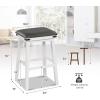 imageGiantex 24quot Counter Height Bar Stools Set of 2 Faux PU Leather Farmhouse Wood Barstools with Padded Seat Solid Wood Frame Max Load 330 Lbs Saddle Stools for Kitchen Island Pub WhiteWhite