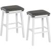 imageGiantex 24quot Counter Height Bar Stools Set of 2 Faux PU Leather Farmhouse Wood Barstools with Padded Seat Solid Wood Frame Max Load 330 Lbs Saddle Stools for Kitchen Island Pub WhiteWhite