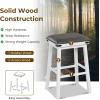 imageGiantex 24quot Counter Height Bar Stools Set of 2 Faux PU Leather Farmhouse Wood Barstools with Padded Seat Solid Wood Frame Max Load 330 Lbs Saddle Stools for Kitchen Island Pub WhiteWhite