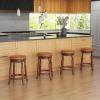 imageGiantex 24quot Swivel Bar Stools Set of 2 Farmhouse Counter Height Stools with Upholstered Seat ampamp Rubber Wood Frame Round Backless Kitchen Stools Barstools for Kitchen IslandBreakfast Nook Walnut2