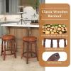 imageGiantex 24quot Swivel Bar Stools Set of 2 Farmhouse Counter Height Stools with Upholstered Seat ampamp Rubber Wood Frame Round Backless Kitchen Stools Barstools for Kitchen IslandBreakfast Nook Walnut1