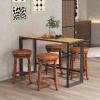 imageGiantex 24quot Swivel Bar Stools Set of 2 Farmhouse Counter Height Stools with Upholstered Seat ampamp Rubber Wood Frame Round Backless Kitchen Stools Barstools for Kitchen IslandBreakfast Nook Walnut1