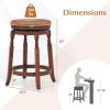 imageGiantex 24quot Swivel Bar Stools Set of 2 Farmhouse Counter Height Stools with Upholstered Seat ampamp Rubber Wood Frame Round Backless Kitchen Stools Barstools for Kitchen IslandBreakfast Nook Walnut2