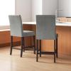 imageGiantex 24quot Upholstered Bar Stools Set of 2 Modern Linen Counter Height Bar Stools with Ergonomic Back Rubber Wood Legs ampamp Footrest Armless Barstools for Kitchen Island Cafe Restaurant GreyGrey