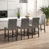 imageGiantex 24quot Upholstered Bar Stools Set of 2 Modern Linen Counter Height Bar Stools with Ergonomic Back Rubber Wood Legs ampamp Footrest Armless Barstools for Kitchen Island Cafe Restaurant GreyGrey