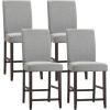 imageGiantex 24quot Upholstered Bar Stools Set of 2 Modern Linen Counter Height Bar Stools with Ergonomic Back Rubber Wood Legs ampamp Footrest Armless Barstools for Kitchen Island Cafe Restaurant GreyGrey