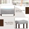 imageGiantex 25quot Counter Height Bar Stools Set of 2  Backless Saddle Barstools with Nailhead Linen Foam Seat Max Load 330 Lbs Wood Bar Stools with Foot Rest for Kitchen Island KhakiGrey