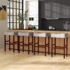 imageGiantex 25quot Counter Height Bar Stools Set of 2  Backless Saddle Barstools with Nailhead Linen Foam Seat Max Load 330 Lbs Wood Bar Stools with Foot Rest for Kitchen Island KhakiGrey