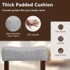 imageGiantex 25quot Counter Height Bar Stools Set of 2  Backless Saddle Barstools with Nailhead Linen Foam Seat Max Load 330 Lbs Wood Bar Stools with Foot Rest for Kitchen Island KhakiGrey