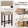 imageGiantex 25quot Counter Height Bar Stools Set of 2  Backless Saddle Barstools with Nailhead Linen Foam Seat Max Load 330 Lbs Wood Bar Stools with Foot Rest for Kitchen Island KhakiKhaki