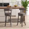 imageGiantex 26quot Bar Stools Set of 2 Swivel Counter Height Bar Chairs with Footrest Rubber Wood Frame Upholstered Linen Barstools with Back ampamp Cushioned Seat for Kitchen Island Dining Room Pub2