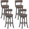 imageGiantex 26quot Bar Stools Set of 2 Swivel Counter Height Bar Chairs with Footrest Rubber Wood Frame Upholstered Linen Barstools with Back ampamp Cushioned Seat for Kitchen Island Dining Room Pub2