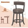 imageGiantex 26quot Bar Stools Set of 2 Swivel Counter Height Bar Chairs with Footrest Rubber Wood Frame Upholstered Linen Barstools with Back ampamp Cushioned Seat for Kitchen Island Dining Room Pub2