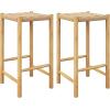 imageGiantex 26quot Counter Height Wood Bar Stools Set of 2 Boho Rattan Barstools Max Load 330 Lbs Armless Saddle Kitchen Stools Backless Wicker Bar Stools for Kitchen Counter Indoor Outdoor1