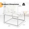 imageGiantex 275quot Square Coffee Table  Tempered Glass Center Table wBottom Storage Shelf ampamp Metal Frame Modern Accent Table for Small Space Living Room Home Office 2Tier TransparentWhite